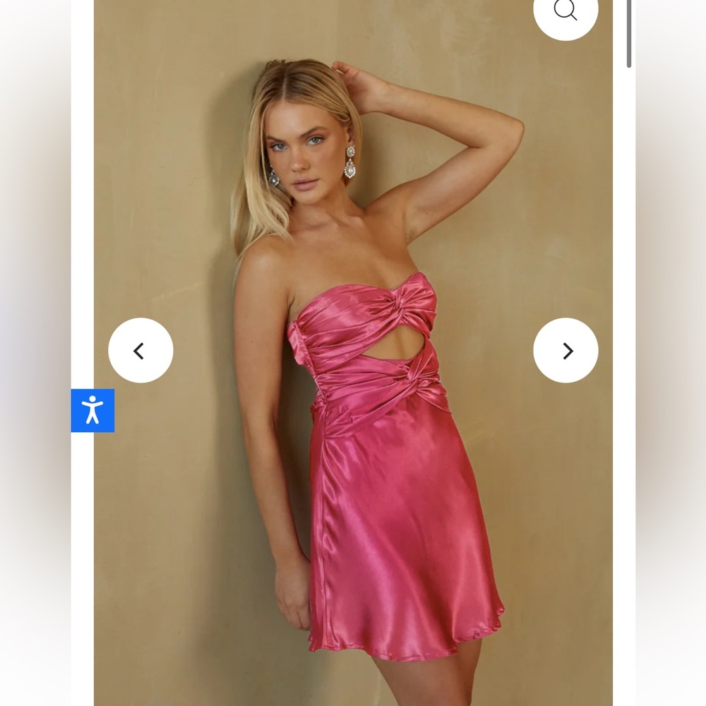 American Threads Lorelai Strapless Double Twist Tie Back Mini Dress